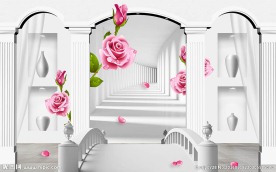 现代简约优雅玫瑰花朵背景墙