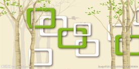 现代简约抽象树木背景墙