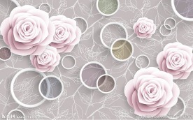 现代简约浪漫玫瑰花朵背景墙