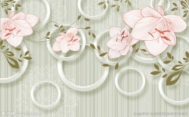 现代简约浪漫粉红花朵背景墙