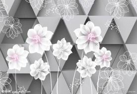 现代简约优雅白色花朵花卉背景墙