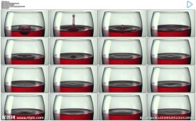 红酒滴入酒杯溅起波纹