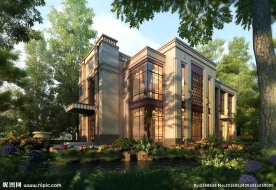 低点黄昏别墅场景