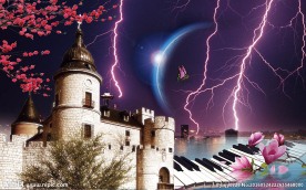 梦幻日食闪电背景墙