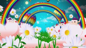 彩虹热气球景蝴蝶儿童节LED视