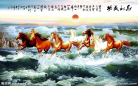 马到成功中式背景墙