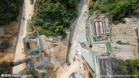 鸟瞰航拍桩基墩柱大桥高空全景