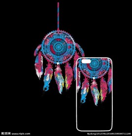 彩色羽毛手机壳图案