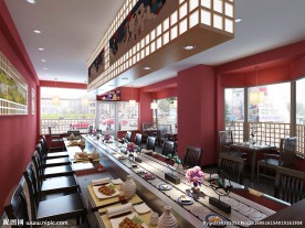 日式旋转寿司店3D模型