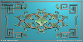 欧式洋花门上花精雕灰度浮雕图