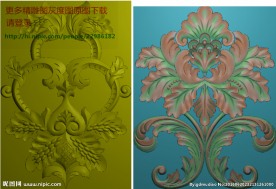 欧式牡丹洋花门上贴花精雕图