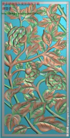 树叶门上洋花镂空通花精雕图