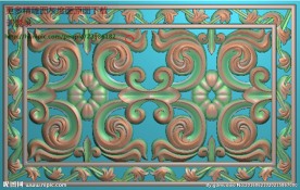 欧式洋花角花精雕灰度浮雕图