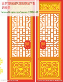 花格屏风镂空通花窗格矢量线条图