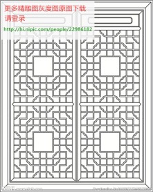 花格屏风镂空通花窗格矢量线条