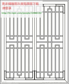 花格屏风镂空通花窗格矢量线条图
