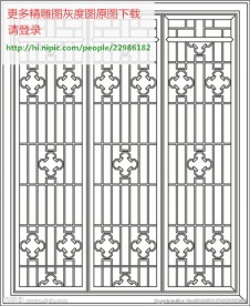 花格屏风镂空通花窗格矢量线条图