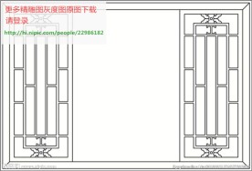 花格屏风镂空通花窗格矢量线条图
