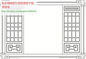 花格屏风镂空通花窗格矢量线条图