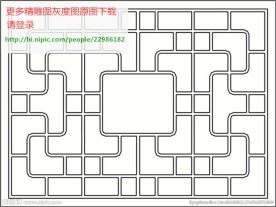 花格屏风镂空通花窗格矢量线条图