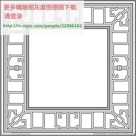 花格屏风镂空通花窗格矢量线条图