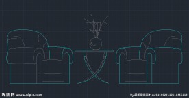 cad 休闲沙发 茶几