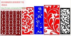 花格屏风镂空通花窗格矢量线条图