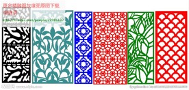 花格屏风镂空通花窗格矢量线条图