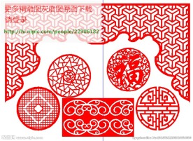 花格屏风镂空通花窗格矢量线条图