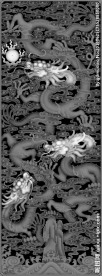 苍龙教子浮雕灰度图