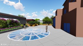 特色透明玻璃鱼池景观效果图