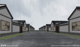 美丽乡村民房 街道 徽派小建筑
