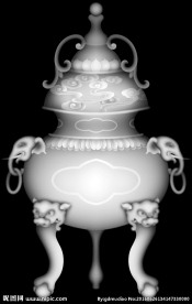 花瓶大象鼎浮雕灰度图