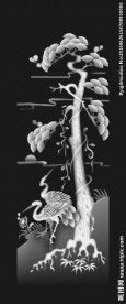松鹤竖屏屏风浮雕灰度图