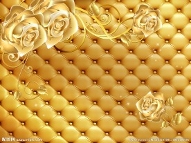 黄金玫瑰豪气浪漫大方背景墙PS