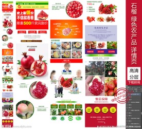 石榴绿色农家水果产品详情页