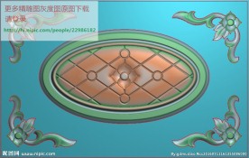 欧式门上花四角椭圆精雕图