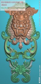 狮子头门上洋花精雕图