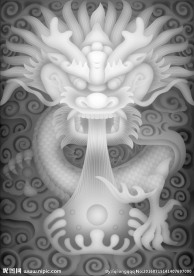龙正面灰度图