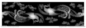 花鸟祥云灰度图