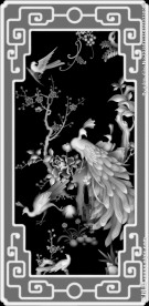 孔雀花鸟灰度图