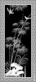 竹子花鸟屏风灰度图