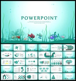 卡通小鱼海洋动态PPT模板