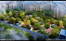 小区局部景观绿化效果图