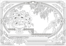 欧式花瓶牡丹葡萄