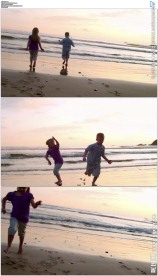 海滩上换了奔跑的小孩