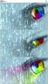 绿色高科技数字背景下人彩色眼睛