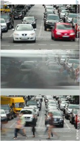 十字路口汽车左右行驶人流延时