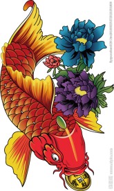 AI鲤鱼纹身矢量图