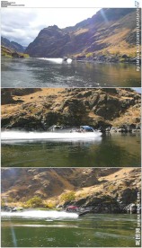 峡谷快速游行的喷气船